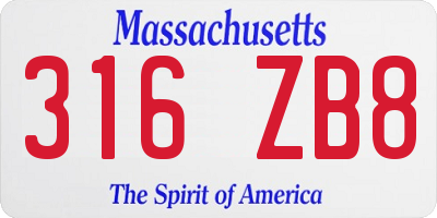 MA license plate 316ZB8
