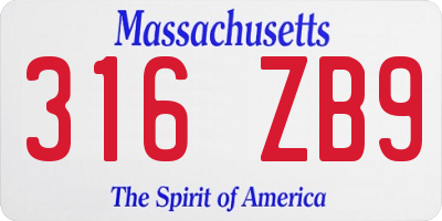 MA license plate 316ZB9