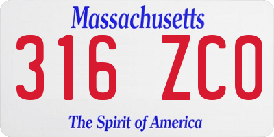 MA license plate 316ZC0