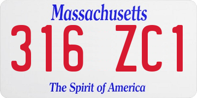 MA license plate 316ZC1