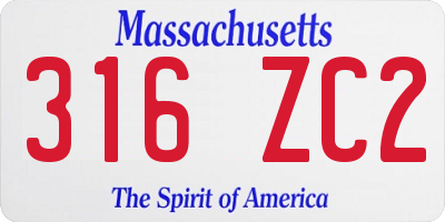 MA license plate 316ZC2