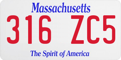 MA license plate 316ZC5