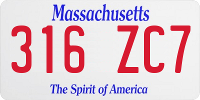 MA license plate 316ZC7