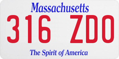 MA license plate 316ZD0