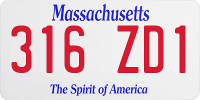 MA license plate 316ZD1