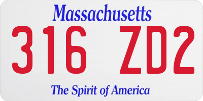 MA license plate 316ZD2