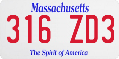 MA license plate 316ZD3