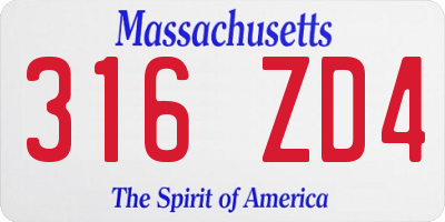 MA license plate 316ZD4