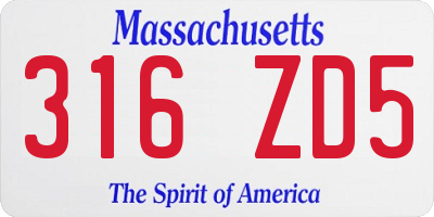 MA license plate 316ZD5