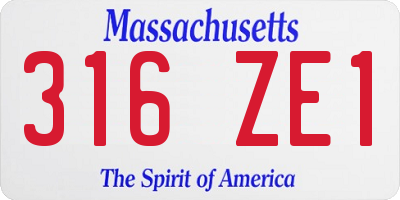 MA license plate 316ZE1