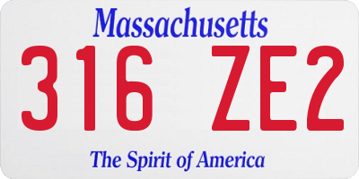 MA license plate 316ZE2