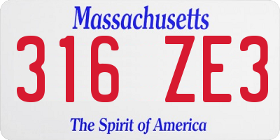 MA license plate 316ZE3