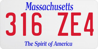 MA license plate 316ZE4