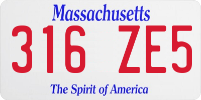 MA license plate 316ZE5