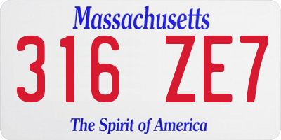 MA license plate 316ZE7