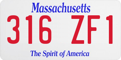 MA license plate 316ZF1
