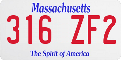 MA license plate 316ZF2