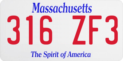 MA license plate 316ZF3