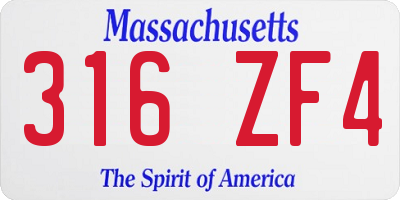 MA license plate 316ZF4