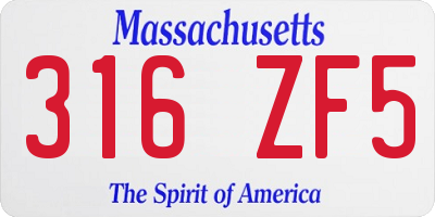 MA license plate 316ZF5