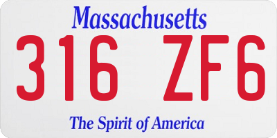 MA license plate 316ZF6