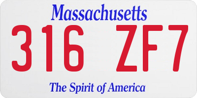 MA license plate 316ZF7