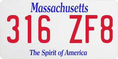 MA license plate 316ZF8