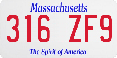 MA license plate 316ZF9