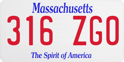 MA license plate 316ZG0