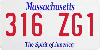 MA license plate 316ZG1