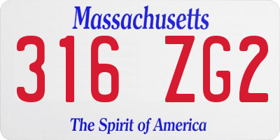 MA license plate 316ZG2