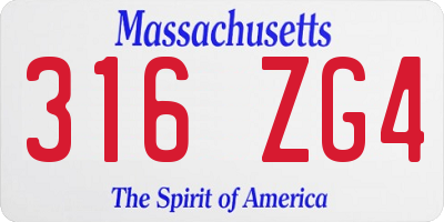 MA license plate 316ZG4