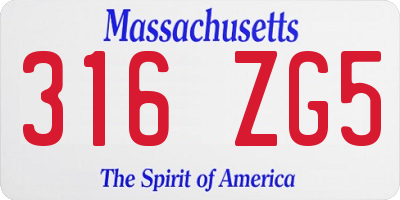 MA license plate 316ZG5