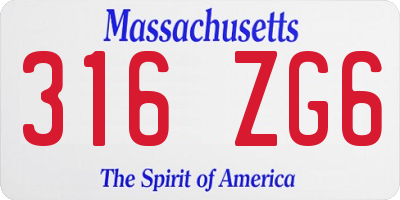 MA license plate 316ZG6