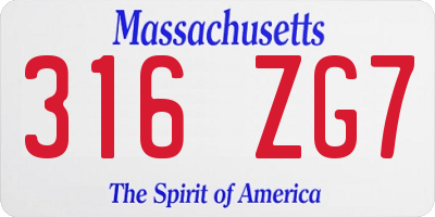 MA license plate 316ZG7