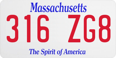 MA license plate 316ZG8