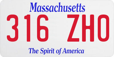 MA license plate 316ZH0