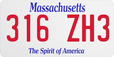 MA license plate 316ZH3