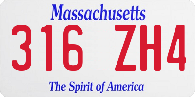 MA license plate 316ZH4