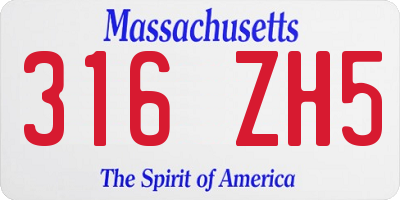 MA license plate 316ZH5