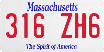 MA license plate 316ZH6
