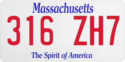 MA license plate 316ZH7