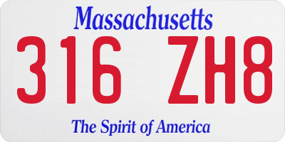 MA license plate 316ZH8