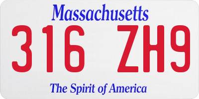 MA license plate 316ZH9