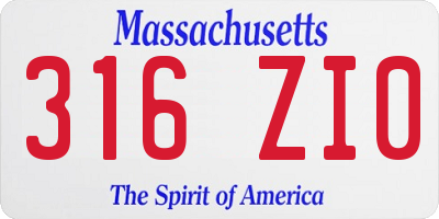 MA license plate 316ZI0