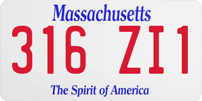 MA license plate 316ZI1