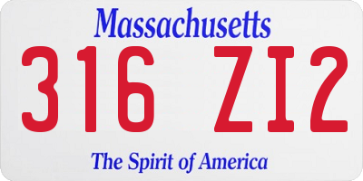 MA license plate 316ZI2