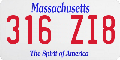 MA license plate 316ZI8