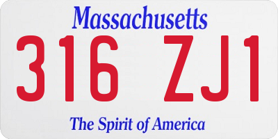 MA license plate 316ZJ1