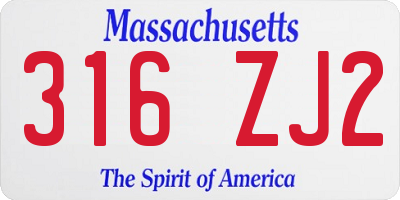 MA license plate 316ZJ2